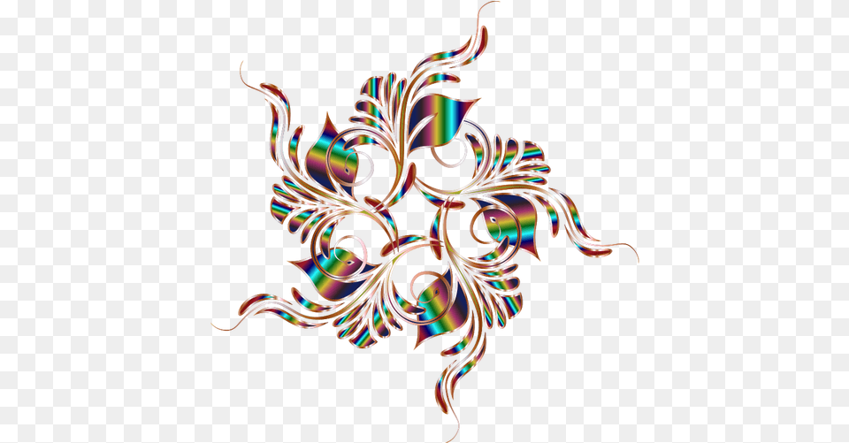 Clip Art Of Flower Shape With Colorful Lines Svg Illustration, Accessories, Graphics, Pattern, Fractal Free Png