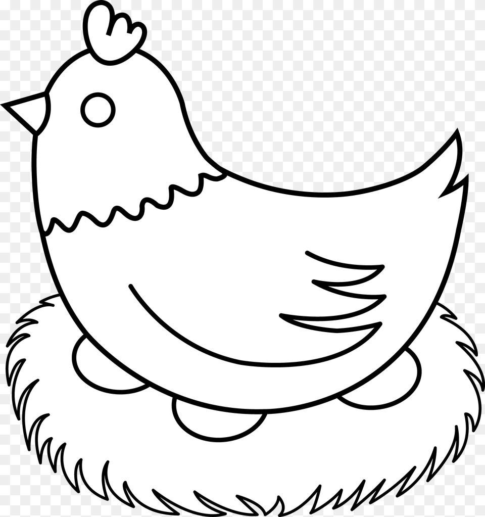 Clip Art Of Hen, Stencil, Person, Animal, Bird Free Png