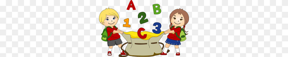 Clip Art Of Kids Going Back To School Including A School Bus, Baby, Person, Face, Head Free Png Download
