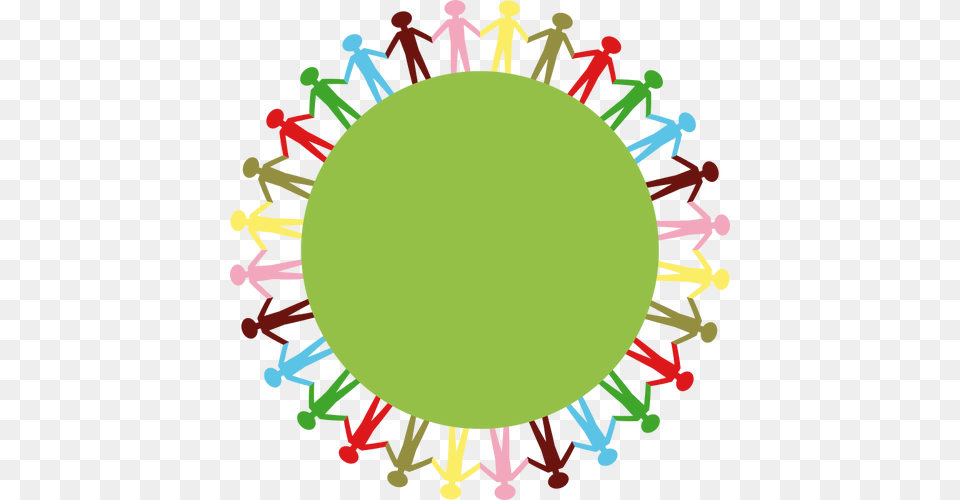 Clip Art Of People Holding Hands Around Green Circle Public, Person, Pattern Png Image