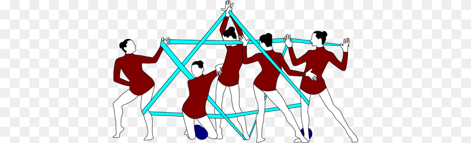 Clip Art Of Rhythmic Gymnastics Performers With Ribbon Public, Adult, Female, Person, Triangle Png Image