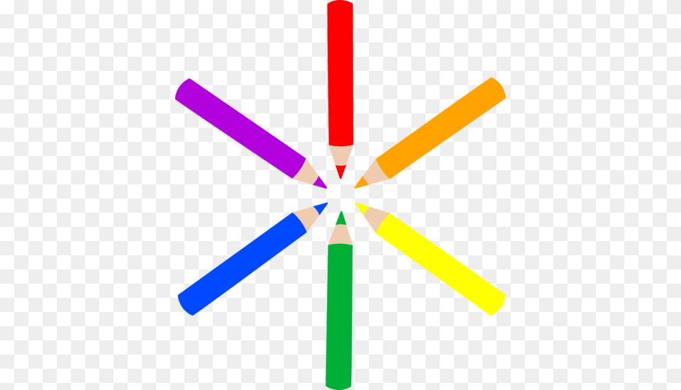 Clip Art Of Six Colored Art Pencils In A Circle Tiny Tots, Appliance, Ceiling Fan, Device, Electrical Device Free Png