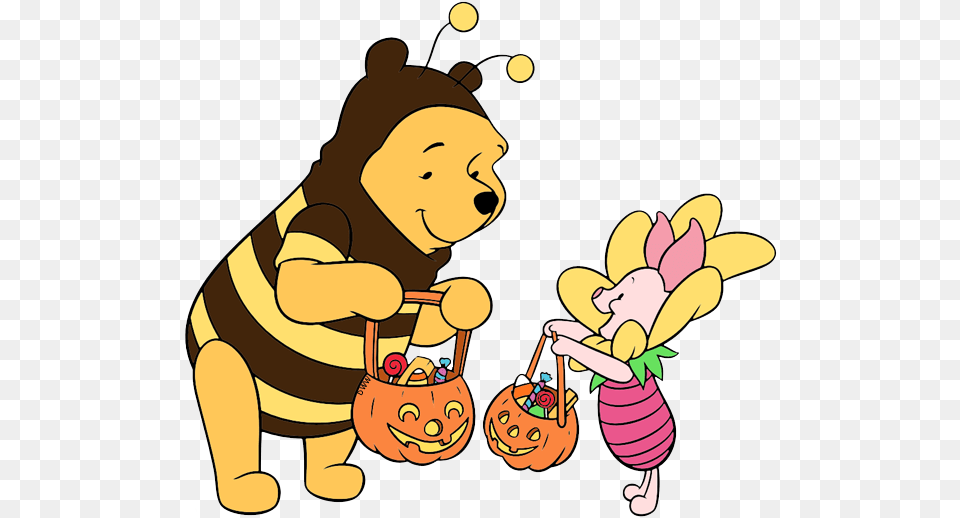 Clip Art Of Winnie The Pooh And Piglet Trick Or Treating, Face, Head, Person, Animal Free Png Download
