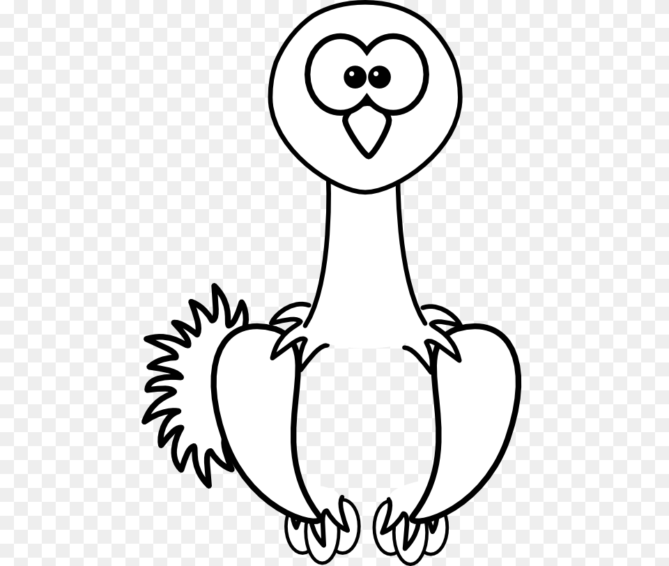 Clip Art Ostrich Black White Line, Stencil, Nature, Outdoors, Snow Free Png