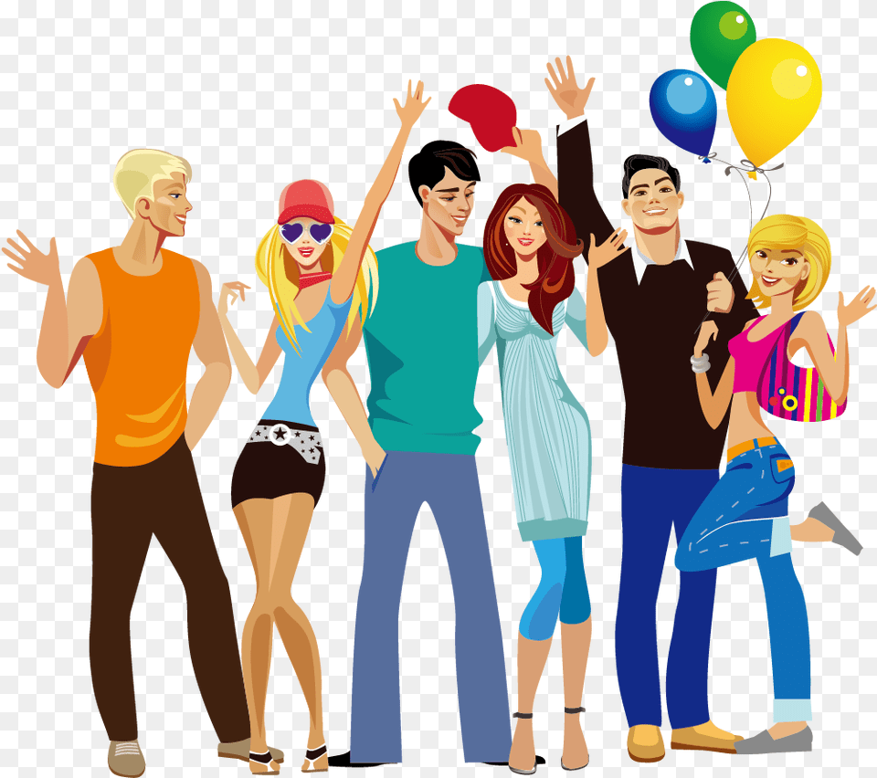 Clip Art People Cartoon Character Vector Group Of People Cartoon, Person, Balloon, Adult, Woman Free Png Download