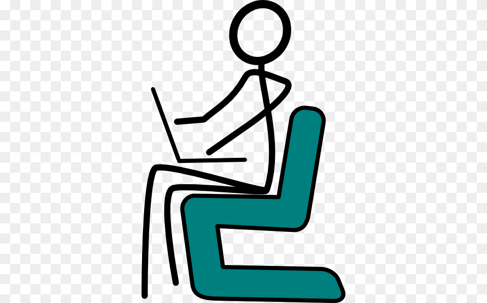Clip Art Person On Laptop Clipart, Text, Sitting, Device, Plant Free Png