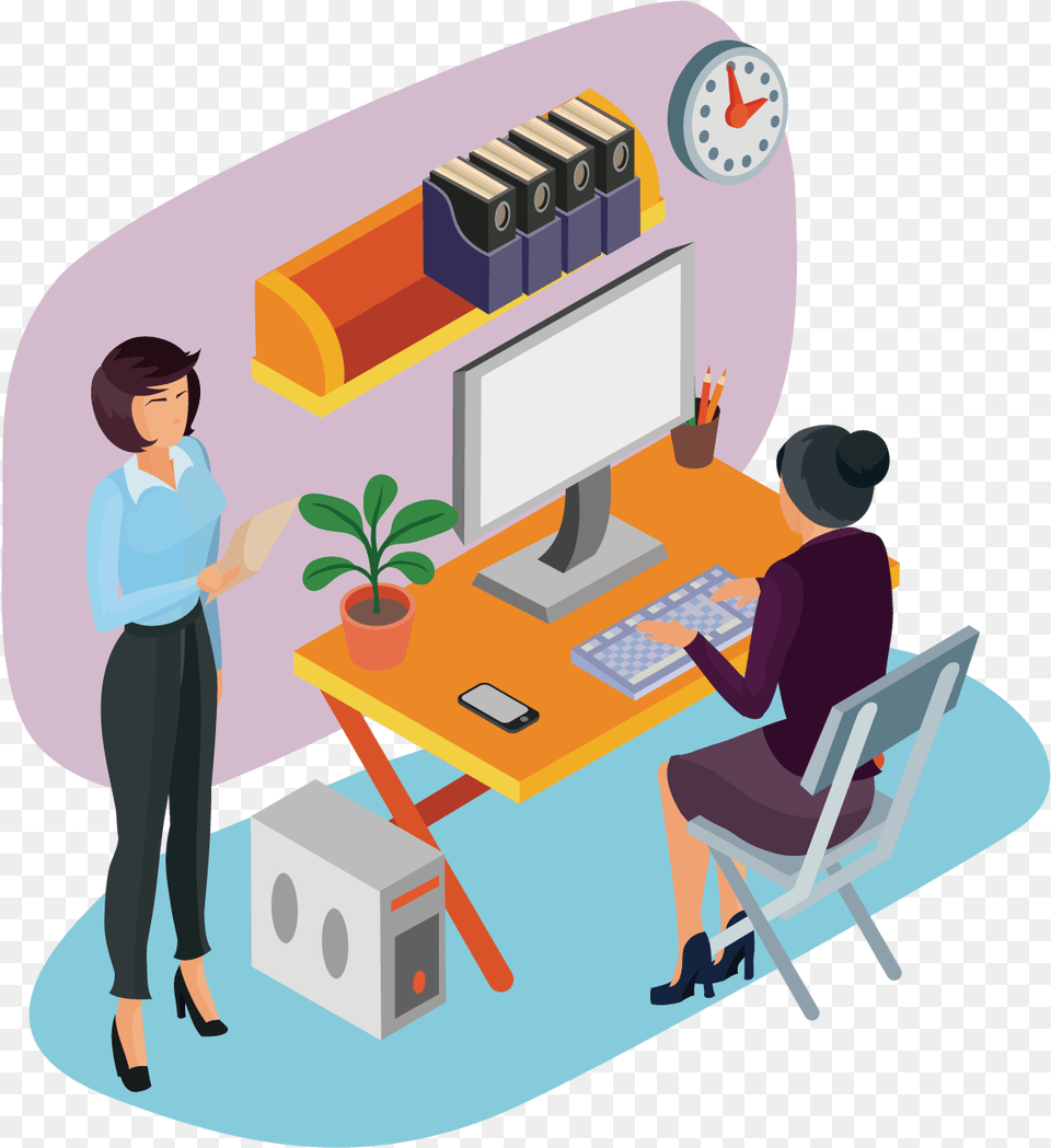 Clip Art Photography Businessperson Illustration Woman Work Office Desk Clipart, Furniture, Table, Person, Adult Png Image