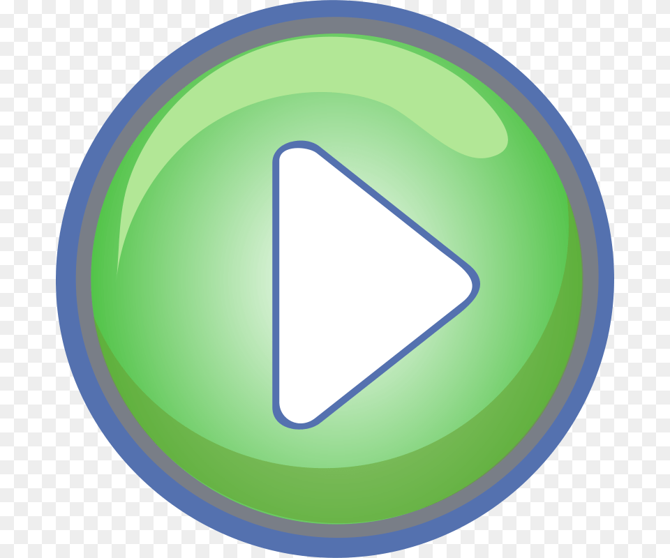 Clip Art Play Button Green With Blue Border, Triangle, Symbol, Disk Free Png Download