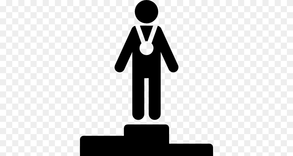 Clip Art Podium Sports Olympic Games Stick Man Win Medal Award, Gray Free Png Download