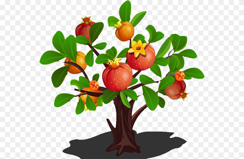 Clip Art Pomegranate Tree Clipart Fruit Tree Cartoon, Food, Plant, Produce, Leaf Png