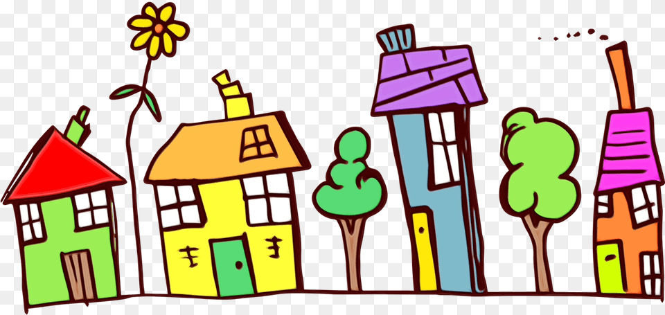 Clip Art Portable Network Graphics Neighbourhood Vector Colorful Houses Cartoon Free Transparent Png