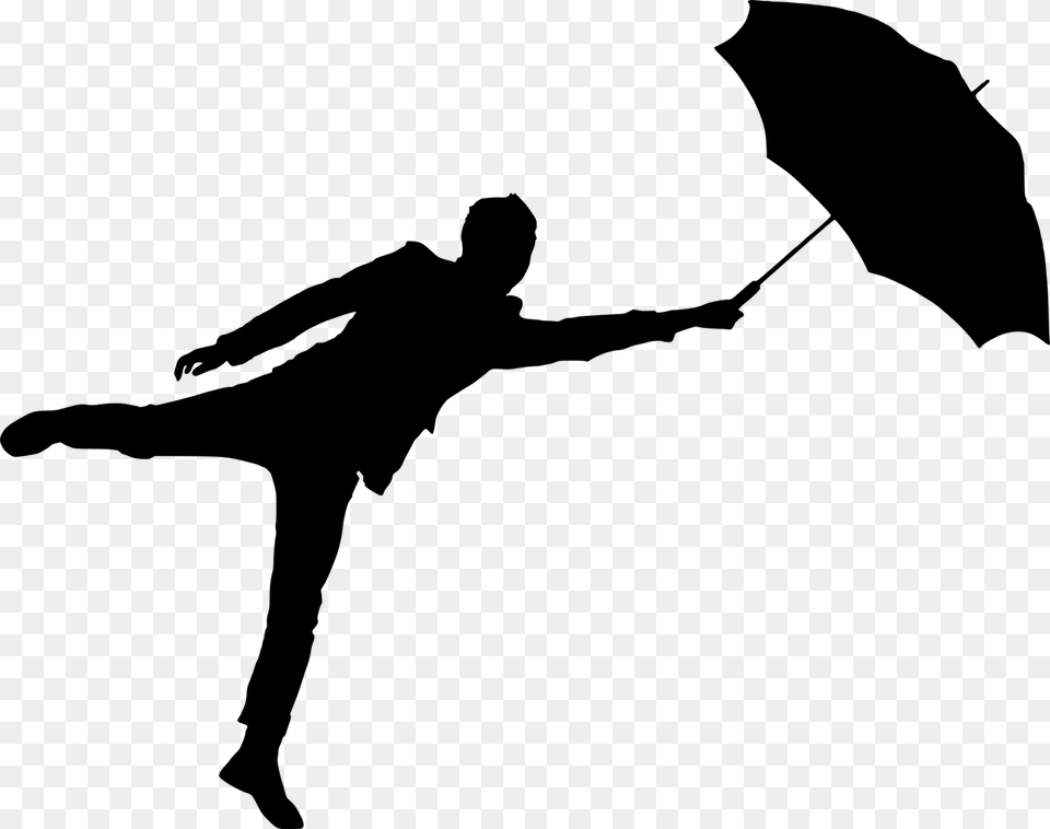 Clip Art Portable Network Graphics Silhouette Vector Man Holding Umbrella Silhouette, Gray Png