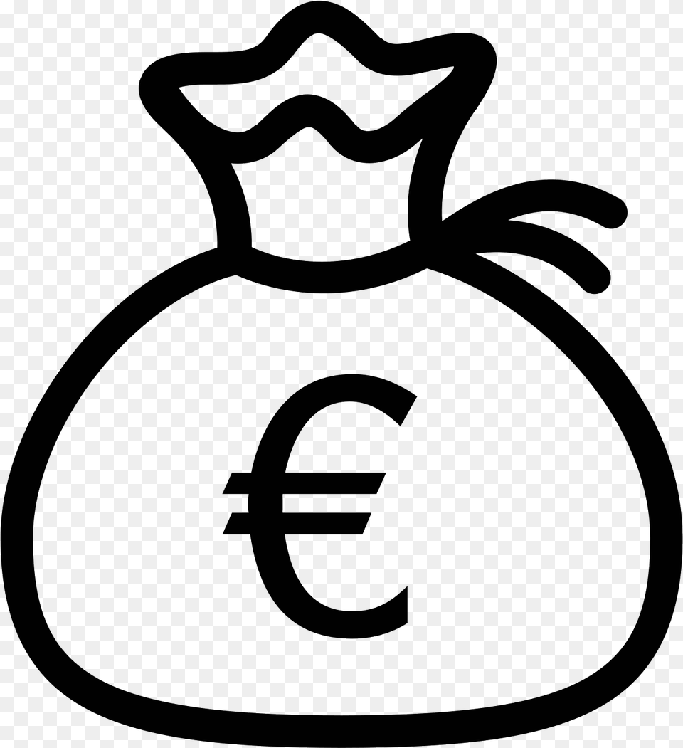 Clip Art Pouch Icon Money Bag Euros Icon, Gray Free Png