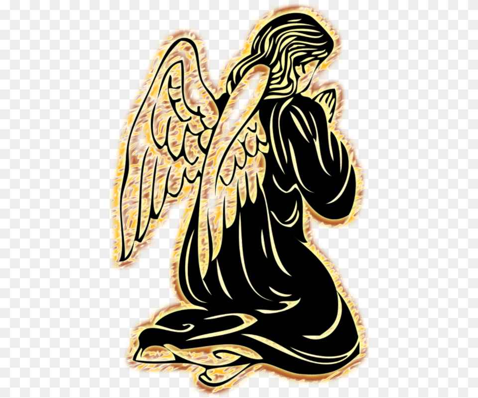 Clip Art Praying Hands Drawing Tattoo Art Praying Angels Images Drawing, Kneeling, Person, Angel Free Transparent Png
