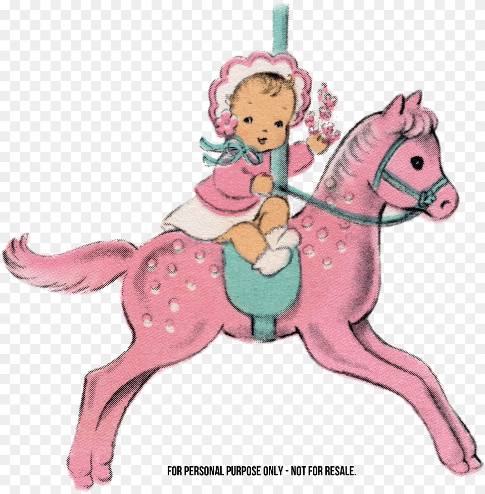 Clip Art Pretty In Pink Things Carousel Horse Clipart, Baby, Person, Face, Head Png