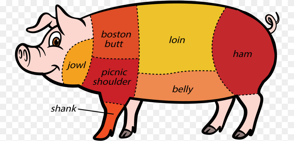Clip Art Prime Cut Butcher Pork Diff Kinds Of Meat Cuts, Animal, Hog, Mammal, Pig Free Transparent Png