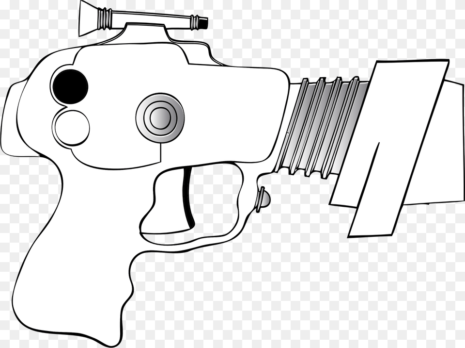 Clip Art Ray Gun Black White Line Christmas Clipart Toy Nerf Gambar Pensil Sketsa, Firearm, Handgun, Weapon Free Png Download