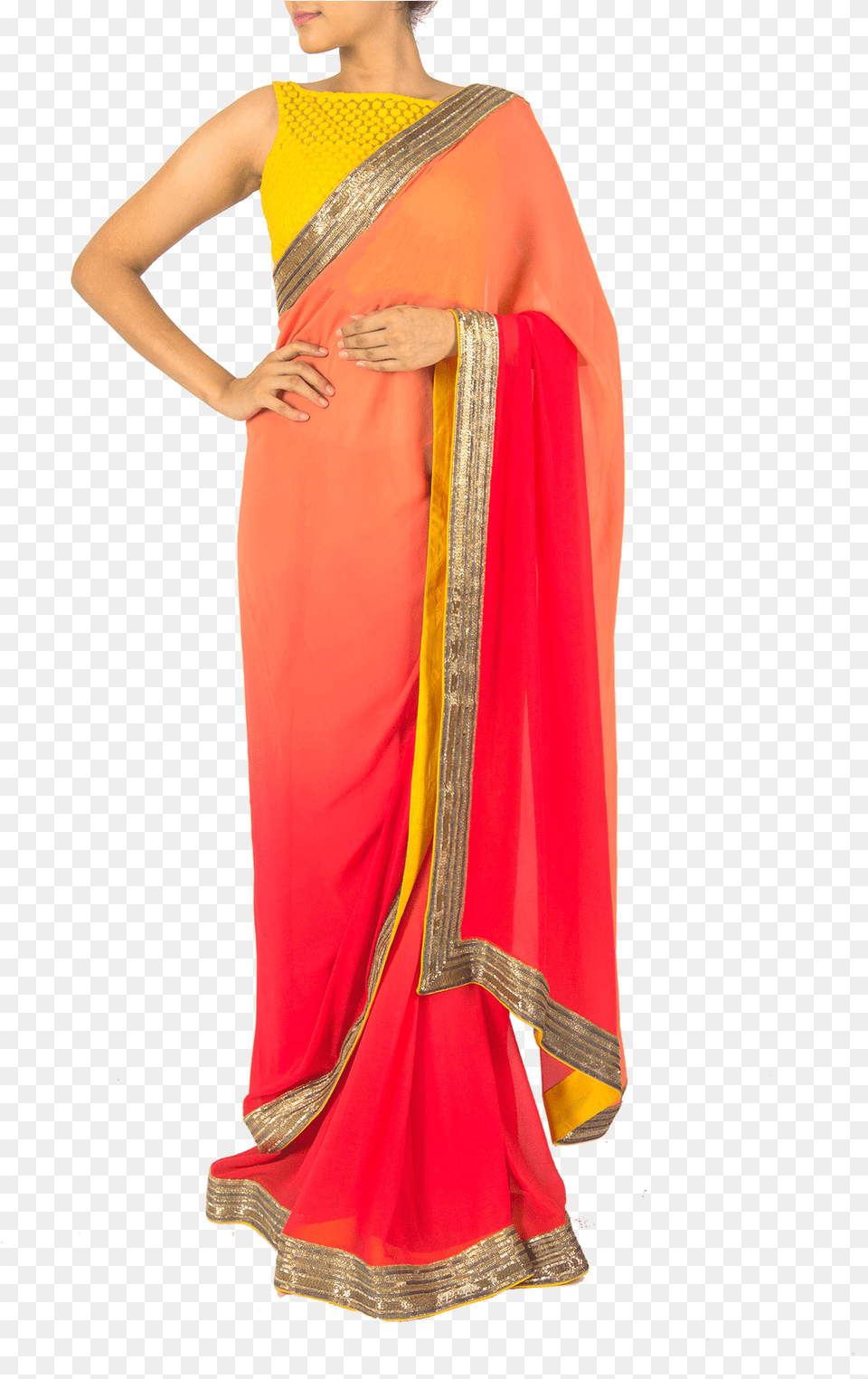 Clip Art Red Hombre Sari, Adult, Female, Person, Silk Free Png Download