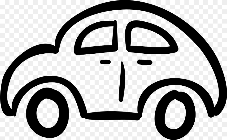 Clip Art Rounded Outlined Vehicle From Car Icon Hand Drawn, Stencil, Device, Grass, Lawn Png