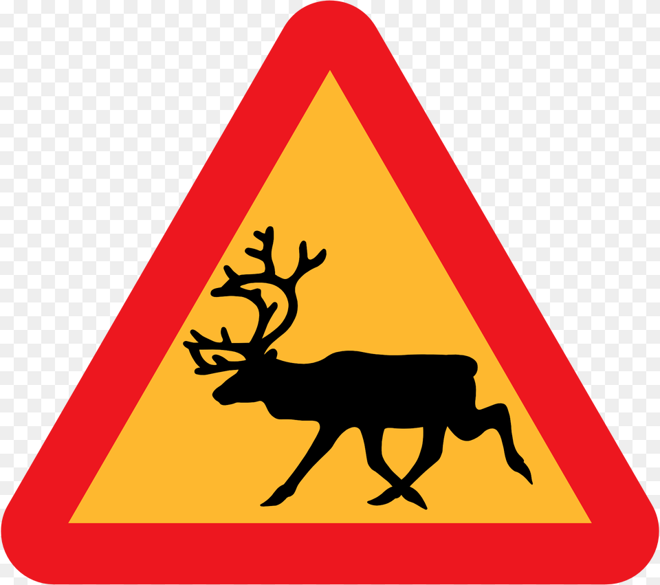 Clip Art Ryanlerch Warning Reindeer Roadsign, Sign, Symbol, Road Sign, Animal Free Png