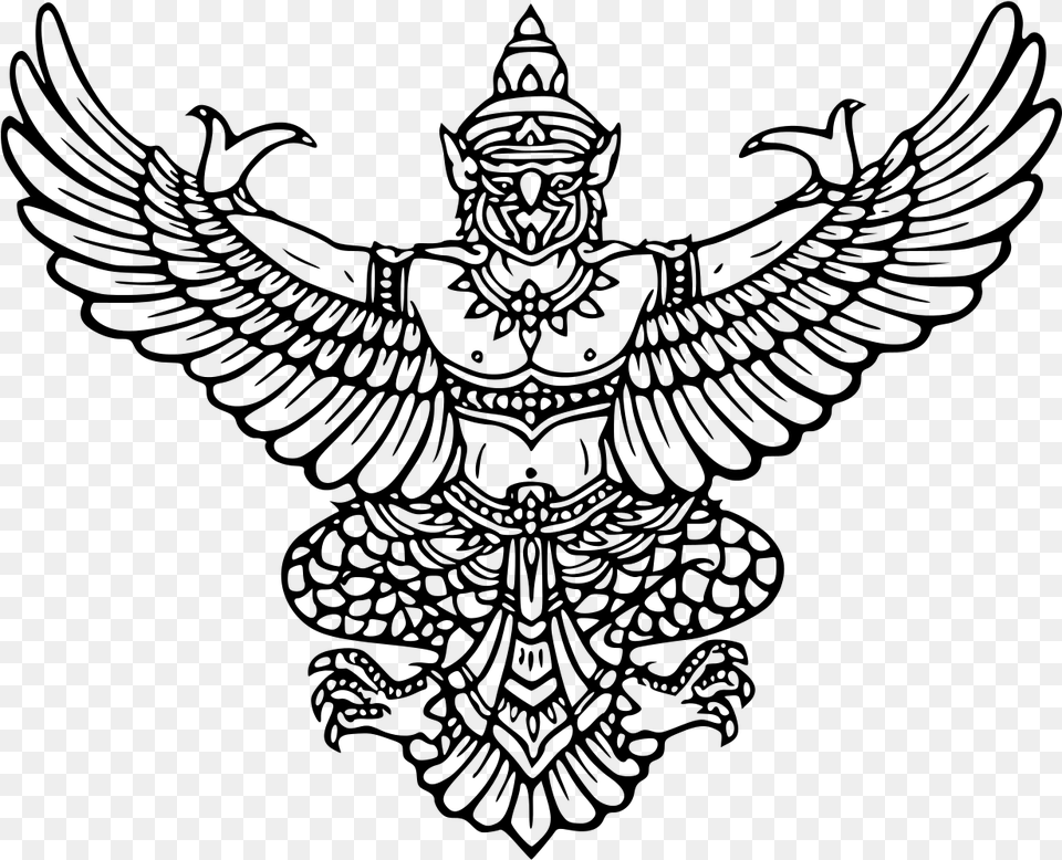 Clip Art Sak Yant Les Tatouages Garuda Thai, Gray Png Image