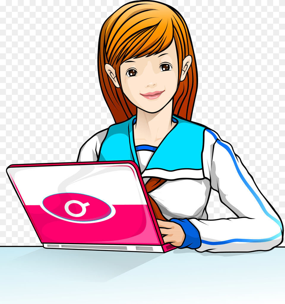 Clip Art School Girls Transprent Girl With A Laptop Clip Art, Pc, Computer, Electronics, Adult Free Png Download