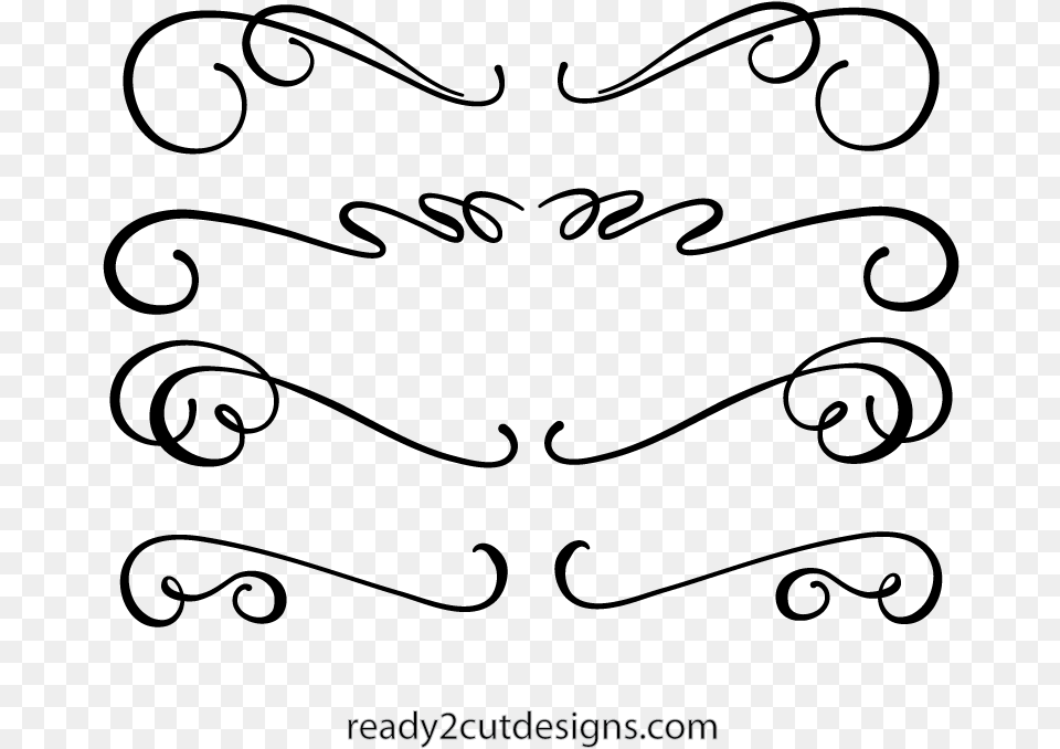 Clip Art Scrolls Calligraphic Ready Cut Calligraphy, Gray Free Transparent Png