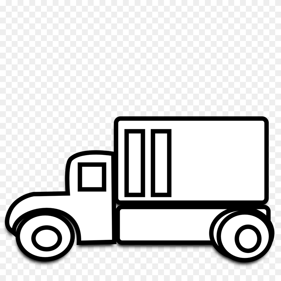 Clip Art Semi Truck Clip Art Black And White, Vehicle, Van, Transportation, Moving Van Free Transparent Png