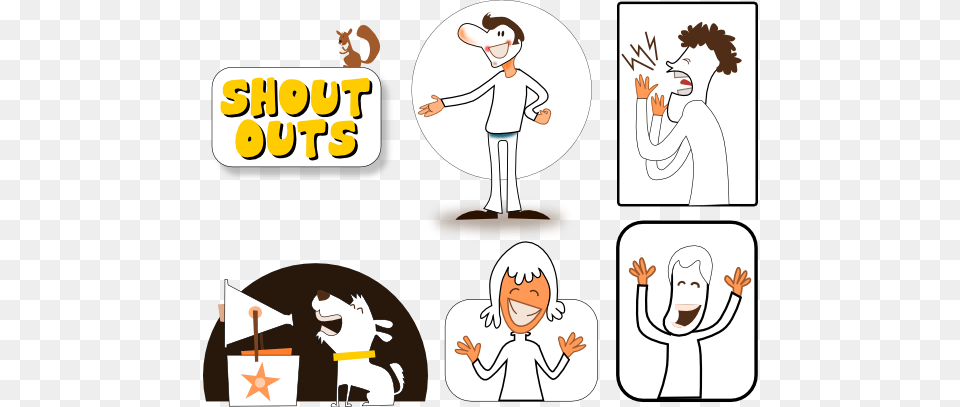 Clip Art Shout Outs Black White Line Art, Book, Comics, Publication, Baby Free Png