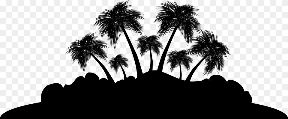 Clip Art Silhouette Beach Transparent Background Palm Tree Island Silhouette, Gray Free Png