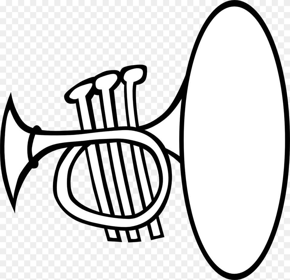 Clip Art Silly Trumpet Bw, Musical Instrument, Brass Section, Horn, Smoke Pipe Png Image