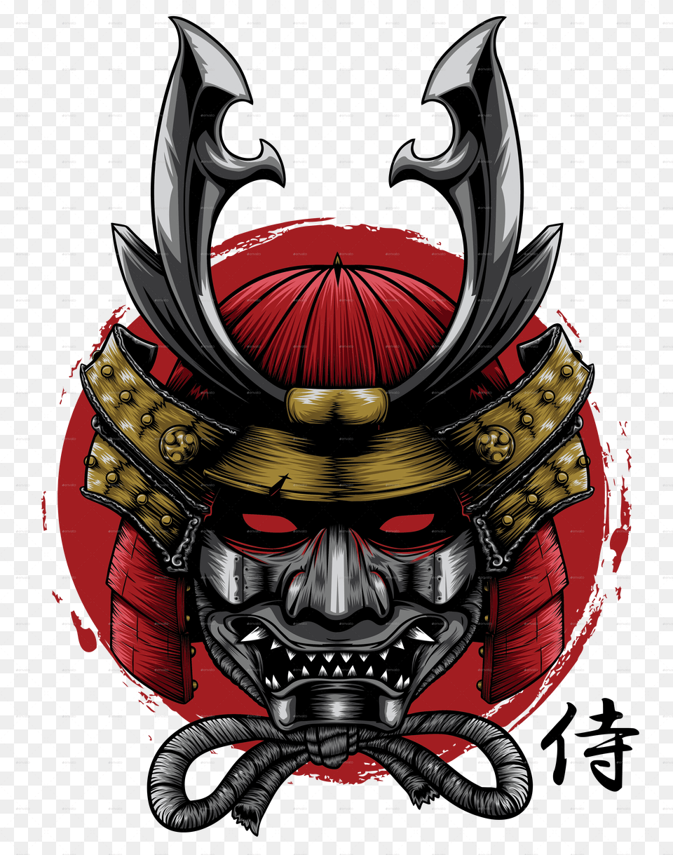 Clip Art Skeleton Samurai Samurai Head, Emblem, Symbol, Person, Face Png