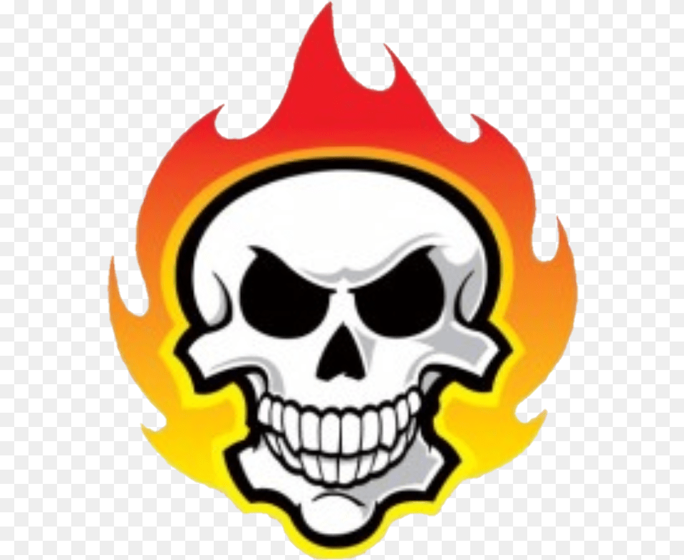 Clip Art Skull Flames Sticker By Skull, Symbol Free Transparent Png