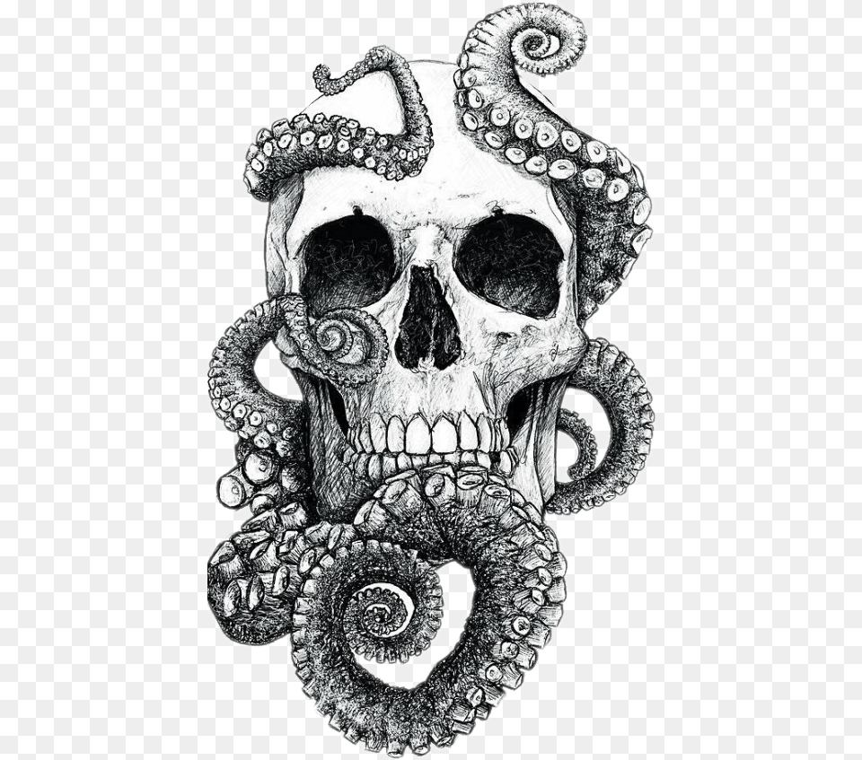 Clip Art Skull Octopus Tattoo Skull And Octopus Tattoo, Drawing, Adult, Bride, Female Free Png