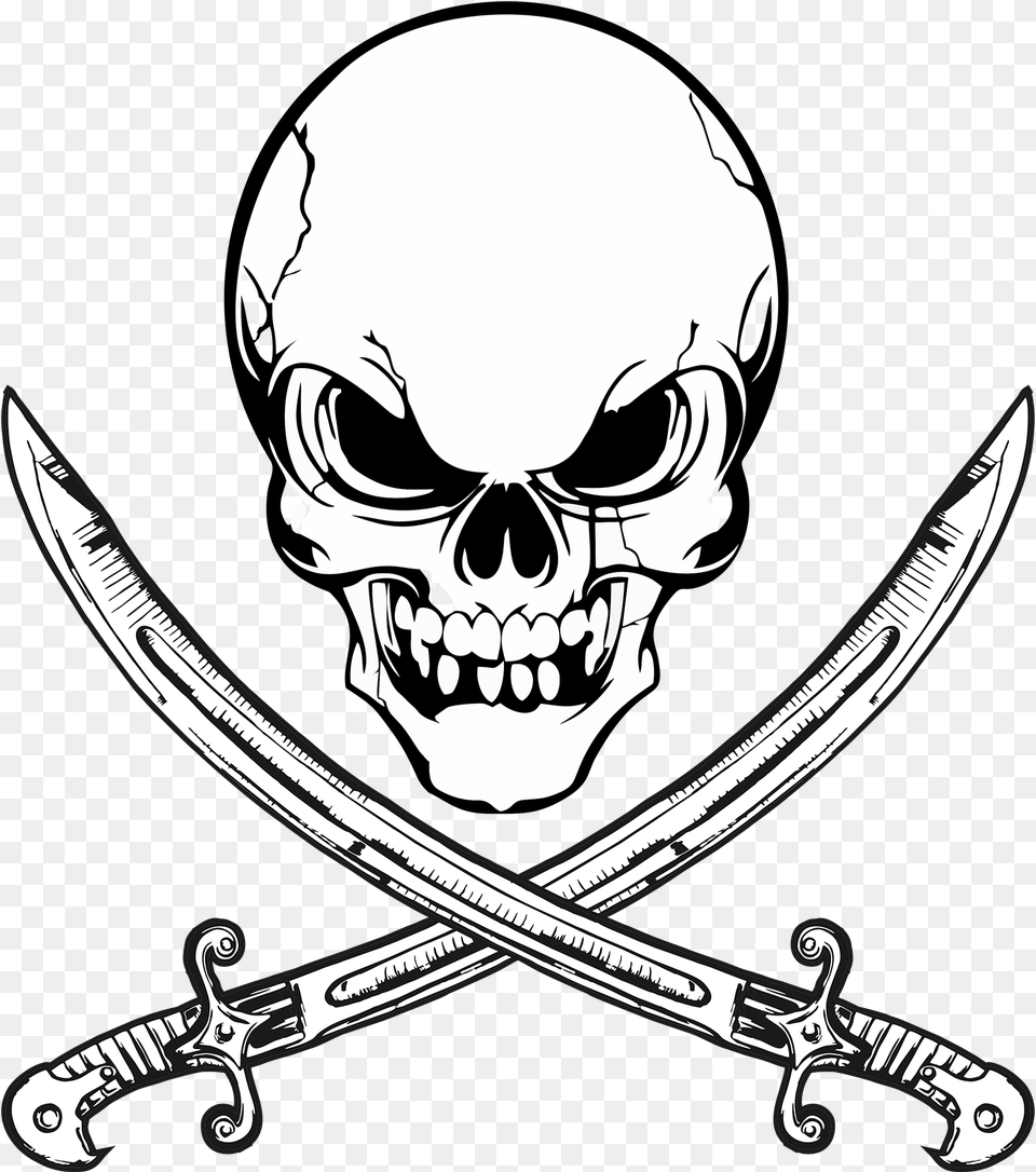 Clip Art Skull Skull, Weapon, Sword, Pirate, Person Free Png Download