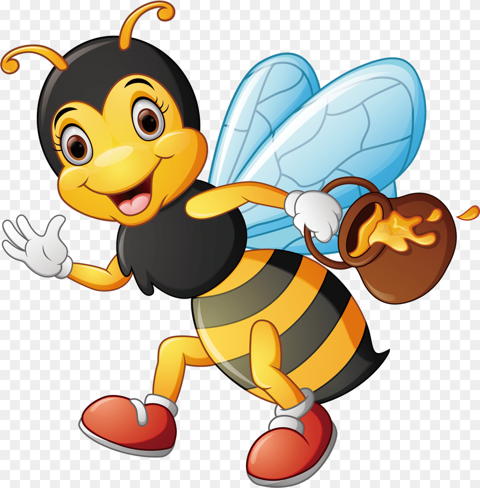 Clip Art Stock Cartoon Illustration Carrying Honey Cartoon Pictures Of Honey Bee, Animal, Honey Bee, Insect, Invertebrate Png Image