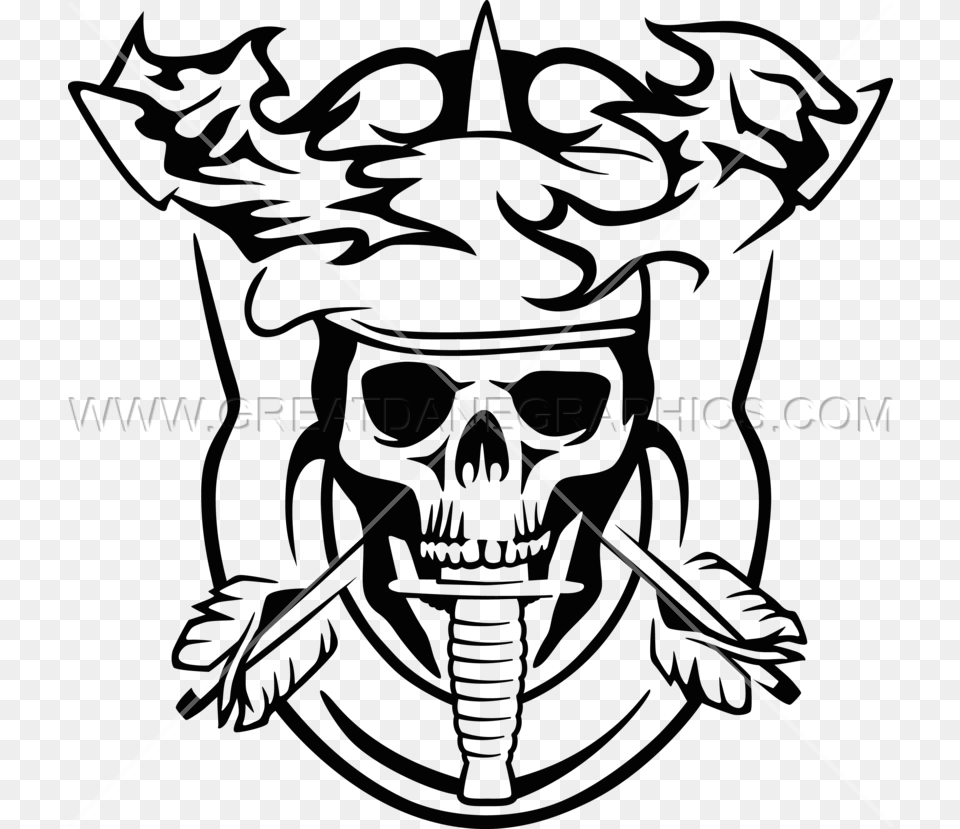 Clip Art Stock Drawing Arrow Skull Skull With A Beret Transparent Background, Emblem, Symbol Free Png