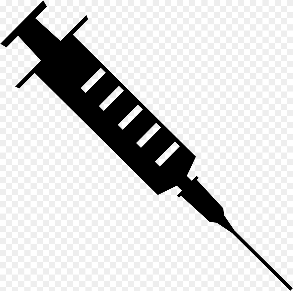 Clip Art Syringe Clipart Library Syringe Clipart Black And White, Gray Free Transparent Png