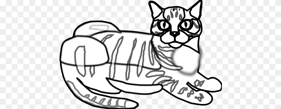 Clip Art Tabby Cat Ca Black White Clipartist, Animal, Mammal, Pet, Drawing Png Image