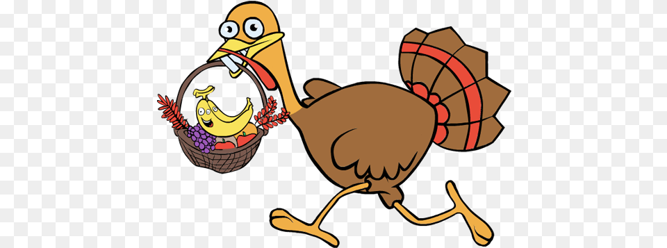 Clip Art Thanksgiving Turkey Fruit Transparent Turkey Running, Animal, Beak, Bird Png Image