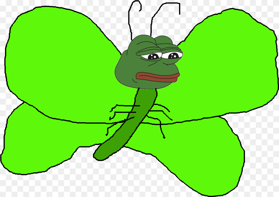 Clip Art The Sad Butterfly Oc Pepe The Frog Butterfly, Green, Person, Face, Head Png Image