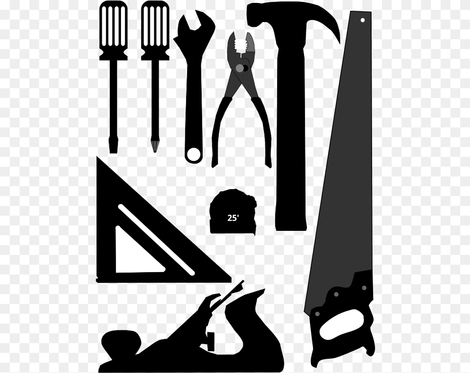 Clip Art Transparent Download Outils De Base Silhouettes Tools Silhouette, Lighting Png