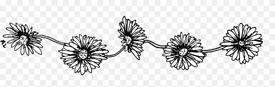 Clip Art Tumblr Border Black And White Daisy Chain, Flower, Plant, Stencil, Animal Free Png Download