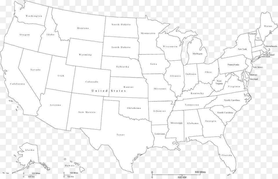 Clip Art United States With State Black And White Map Of Usa With Abbreviations, Chart, Plot, Atlas, Diagram Png