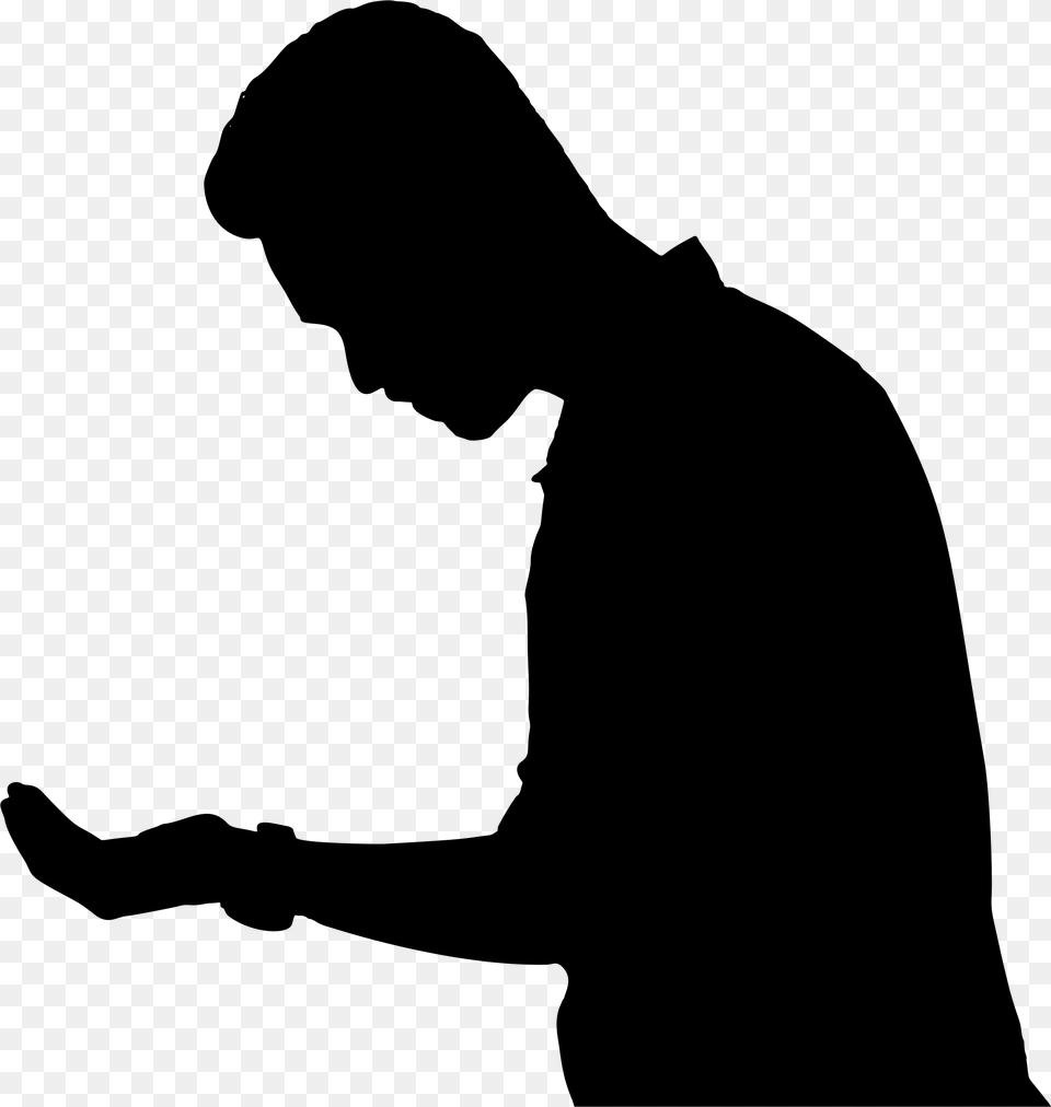 Clip Art Vector Graphics Silhouette Man Portable Network Person Looking At Phone Silhouette, Gray Png