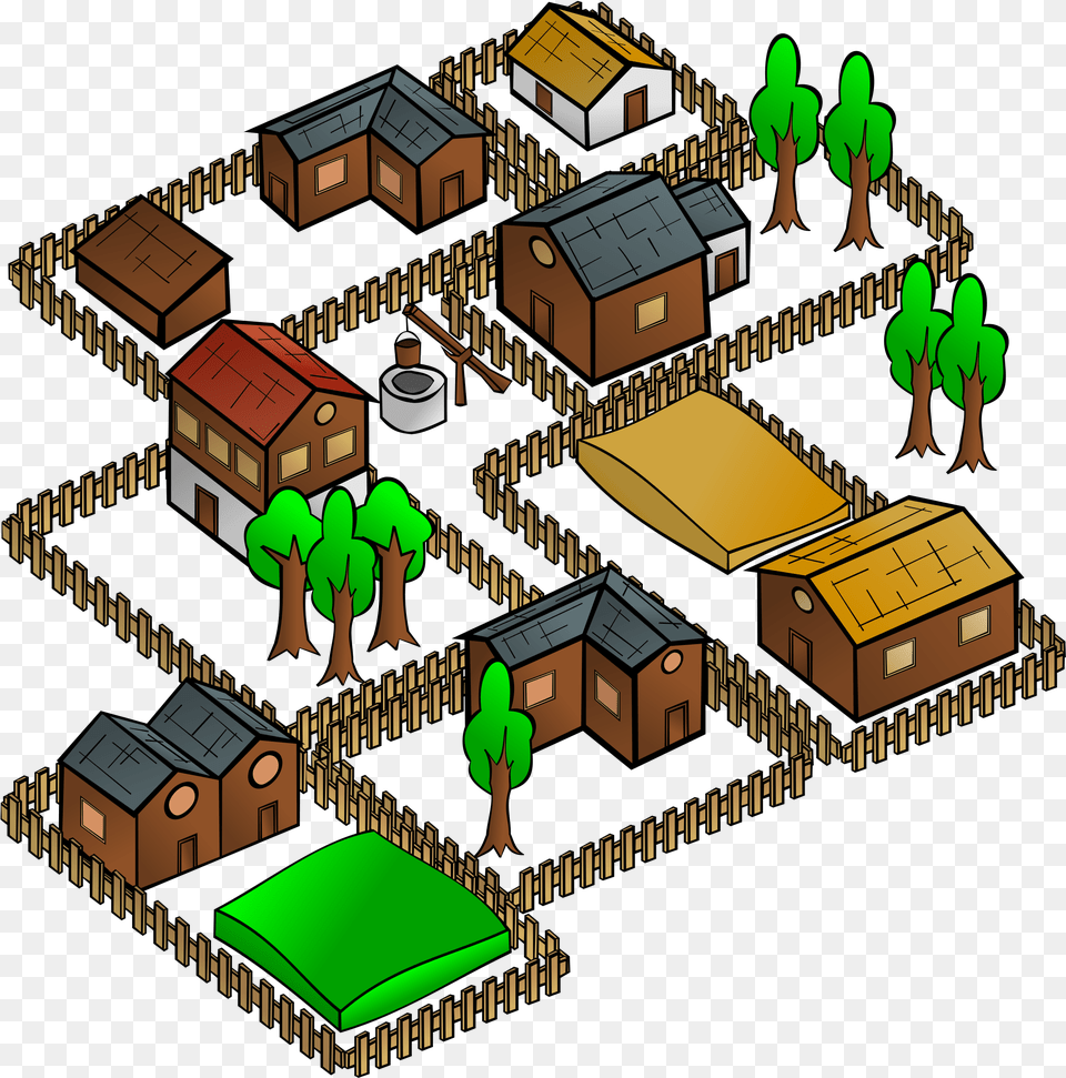 Clip Art Village, Neighborhood, Architecture, Outdoors, Nature Free Png Download
