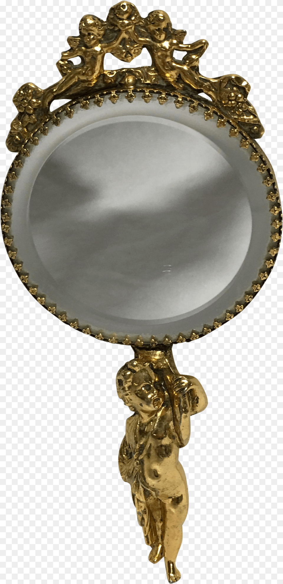 Clip Art Vintage Goldtone Cherub Chairish Antique, Bronze, Mirror, Adult, Male Png