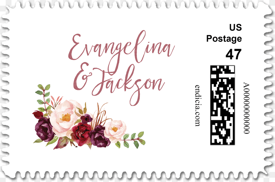 Clip Art Wedding Personalized Floral Simple Hybrid Tea Rose, Postage Stamp, Flower, Plant, Text Png Image