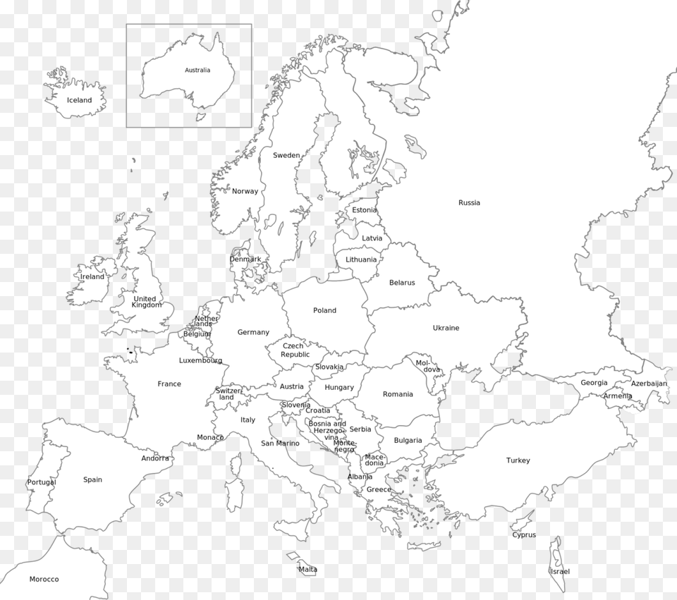 Clip Art World Blank Black And White Europe Map Transparent, Chart, Plot, Atlas, Diagram Free Png