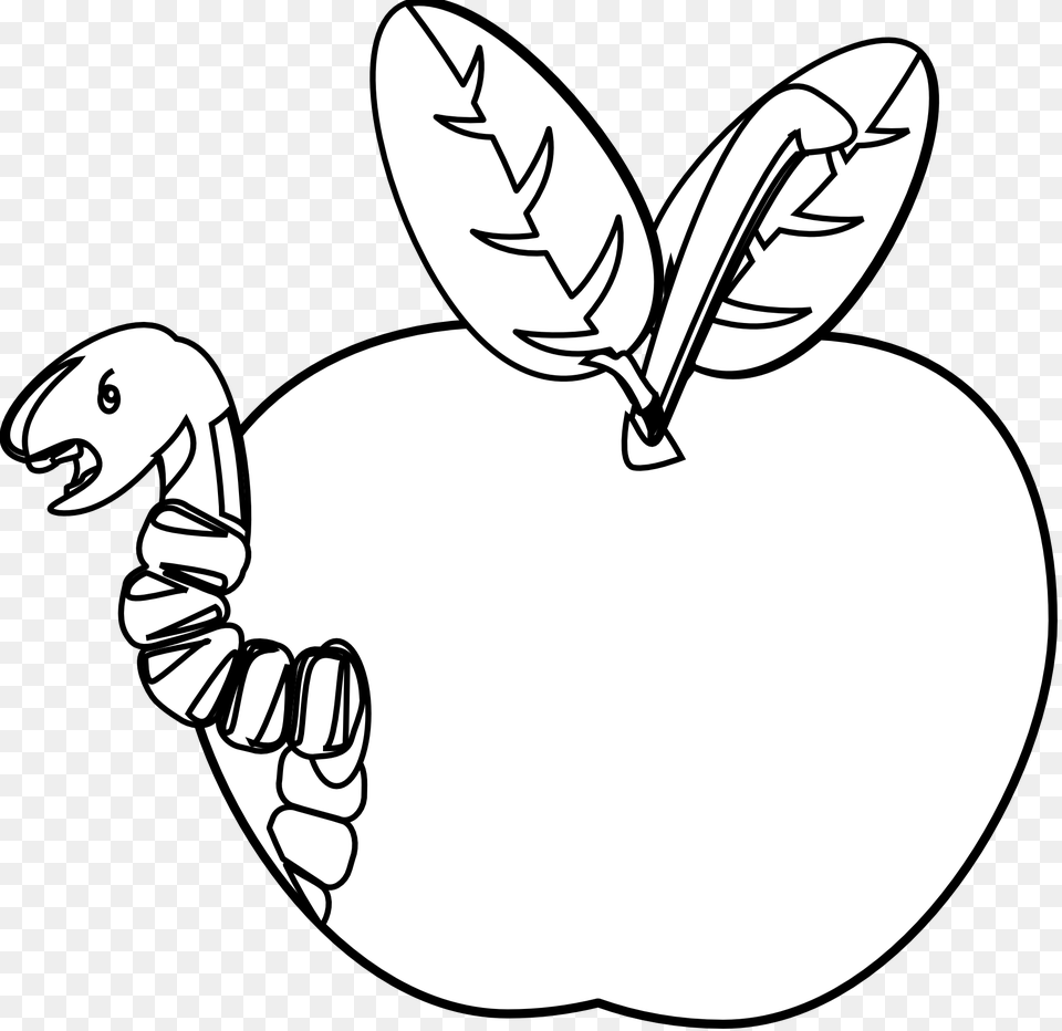 Clip Art Worm Black White, Stencil, Drawing, Food, Fruit Free Png Download